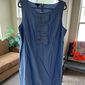 Talbots Chambray Blue Sleeveless Summer Dress w/Ruffle NWT Women’s 16W